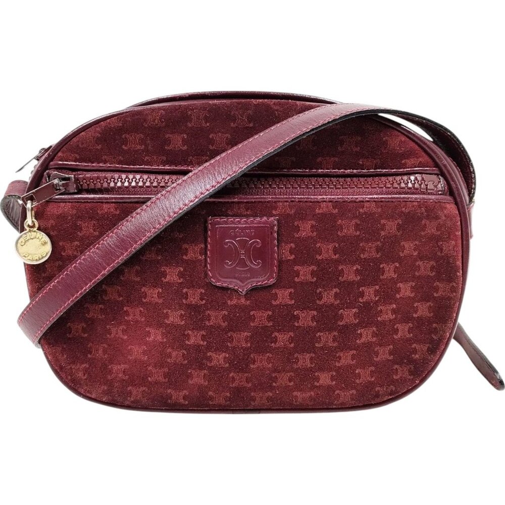 (L4) Authentic Celine Crossbody Bag Bordeaux PVC Luxury Vintage Designer Handbag